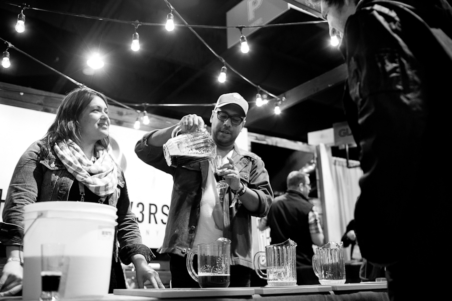 Three Weavers brewer Alex Nowell, left at their GABF booth.